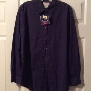 Navy long sleeve button down shirt, nwt, L